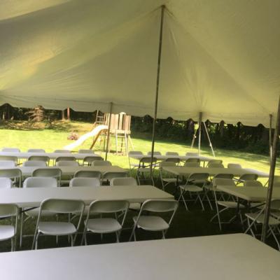 Pole Tent w/Long Tables and Chairs